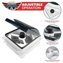 14" X 14" RV Roof Vent 2-Way 1 Speed Fan With Manual Riser And Smoked Lid 10 14" X 14" RV Roof Vent 2-Way 1 Speed Fan With Manual Riser And Smoked Lid -Adacel shop leisure coachworks 14 x 14 rv roof vent 2 way 1 speed fan with manual riser and smoked lid 19434.1642095694