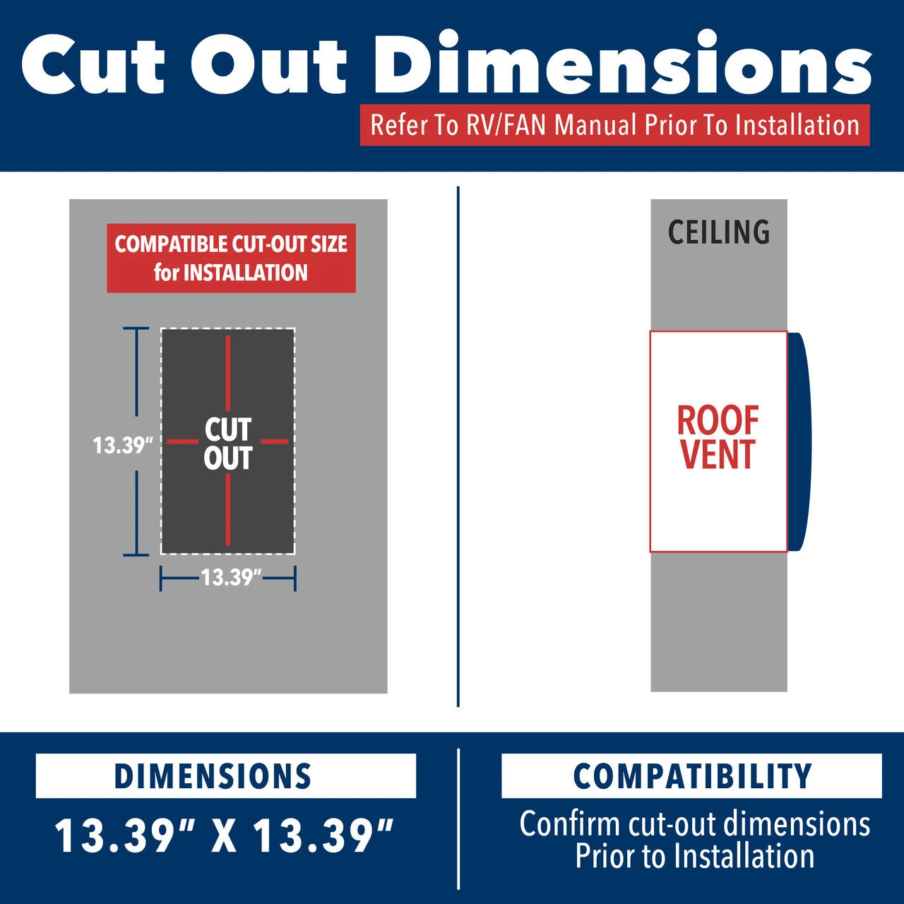 14" X 14" RV Roof Vent 2-Way 1 Speed Fan With Manual Riser And Smoked Lid 7 14" X 14" RV Roof Vent 2-Way 1 Speed Fan With Manual Riser And Smoked Lid - Image 7
