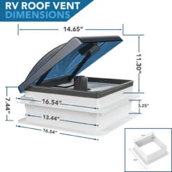 Adacel shop -Adacel shop leisure coachworks 14 x 14 rv roof vent 2 way 5 speed fan with powered riser rain sensor remote and smoked lid 13460.1673315574