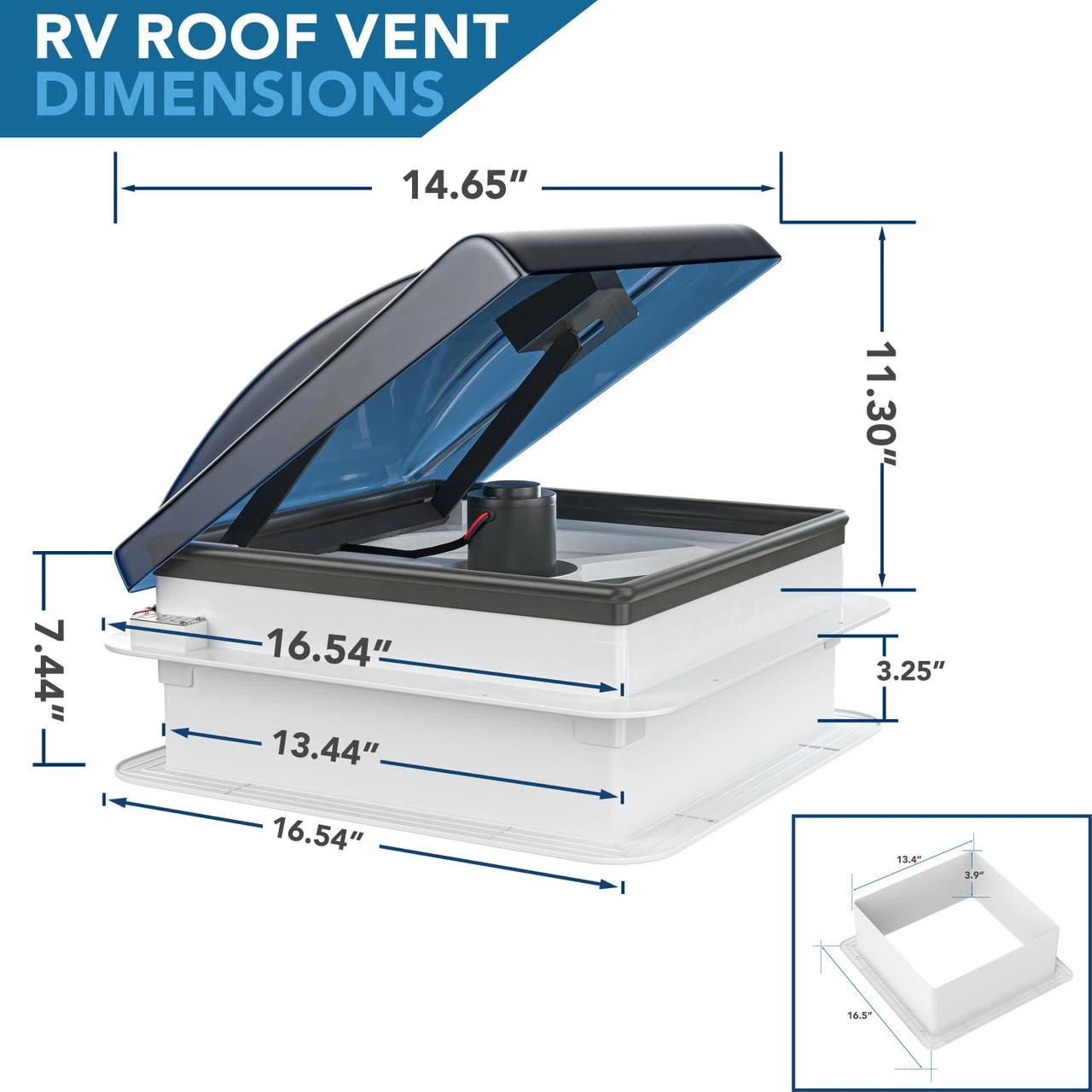 14" X 14" RV Roof Vent 2-Way 5 Speed Fan With Powered Riser Rain Sensor Remote And Smoked Lid 2 14" X 14" RV Roof Vent 2-Way 5 Speed Fan With Powered Riser Rain Sensor Remote And Smoked Lid - Image 2