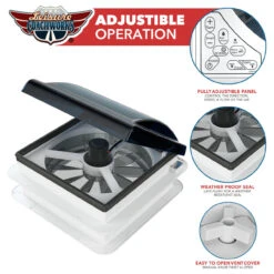 14" X 14" RV Roof Vent 2-Way 5 Speed Fan With Powered Riser Rain Sensor Remote And Smoked Lid 19 14" X 14" RV Roof Vent 2-Way 5 Speed Fan With Powered Riser Rain Sensor Remote And Smoked Lid -Adacel shop leisure coachworks 14 x 14 rv roof vent 2 way 5 speed fan with powered riser rain sensor remote and smoked lid 42471.1673315575