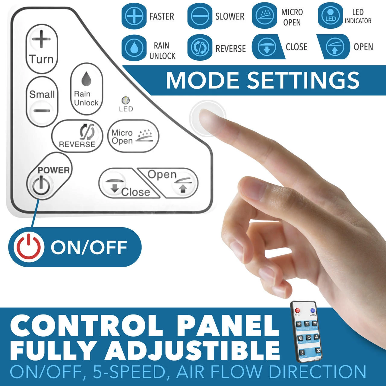 14" X 14" RV Roof Vent 2-Way 5 Speed Fan With Powered Riser Rain Sensor Remote And Smoked Lid 3 14" X 14" RV Roof Vent 2-Way 5 Speed Fan With Powered Riser Rain Sensor Remote And Smoked Lid - Image 3