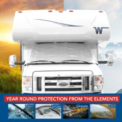 RV Sunshade Silver Windshield Cover 4 Layer Insulation For Class C Ford 1997-2021 -Adacel shop leisure coachworks rv sunshade silver windshield cover 4 layer insulation for class c ford 1997 2021 24365.1642097513
