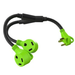 RV Y Adapter Cord 30 Amp Male Plug To Two 30 Amp Female 24" With Handle -Adacel shop leisure cords rv y adapter cord 30 amp male plug to two 30 amp female 24 with handle 02277.1678159551