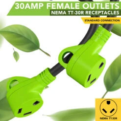 RV Y Adapter Cord 30 Amp Male Plug To Two 30 Amp Female 24" With Handle -Adacel shop leisure cords rv y adapter cord 30 amp male plug to two 30 amp female 24 with handle 72857.1678119152