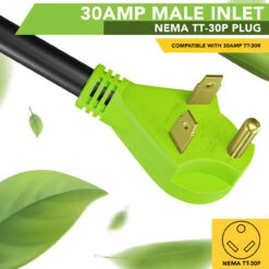 RV Y Adapter Cord 30 Amp Male Plug To Two 30 Amp Female 24" With Handle -Adacel shop leisure cords rv y adapter cord 30 amp male plug to two 30 amp female 24 with handle 79874.1678119152