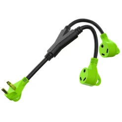 RV Y Adapter Cord 30 Amp Male Plug To Two 30 Amp Female 24" With Handle -Adacel shop leisure cords rv y adapter cord 30 amp male plug to two 30 amp female 24 with handle 93086.1678119152