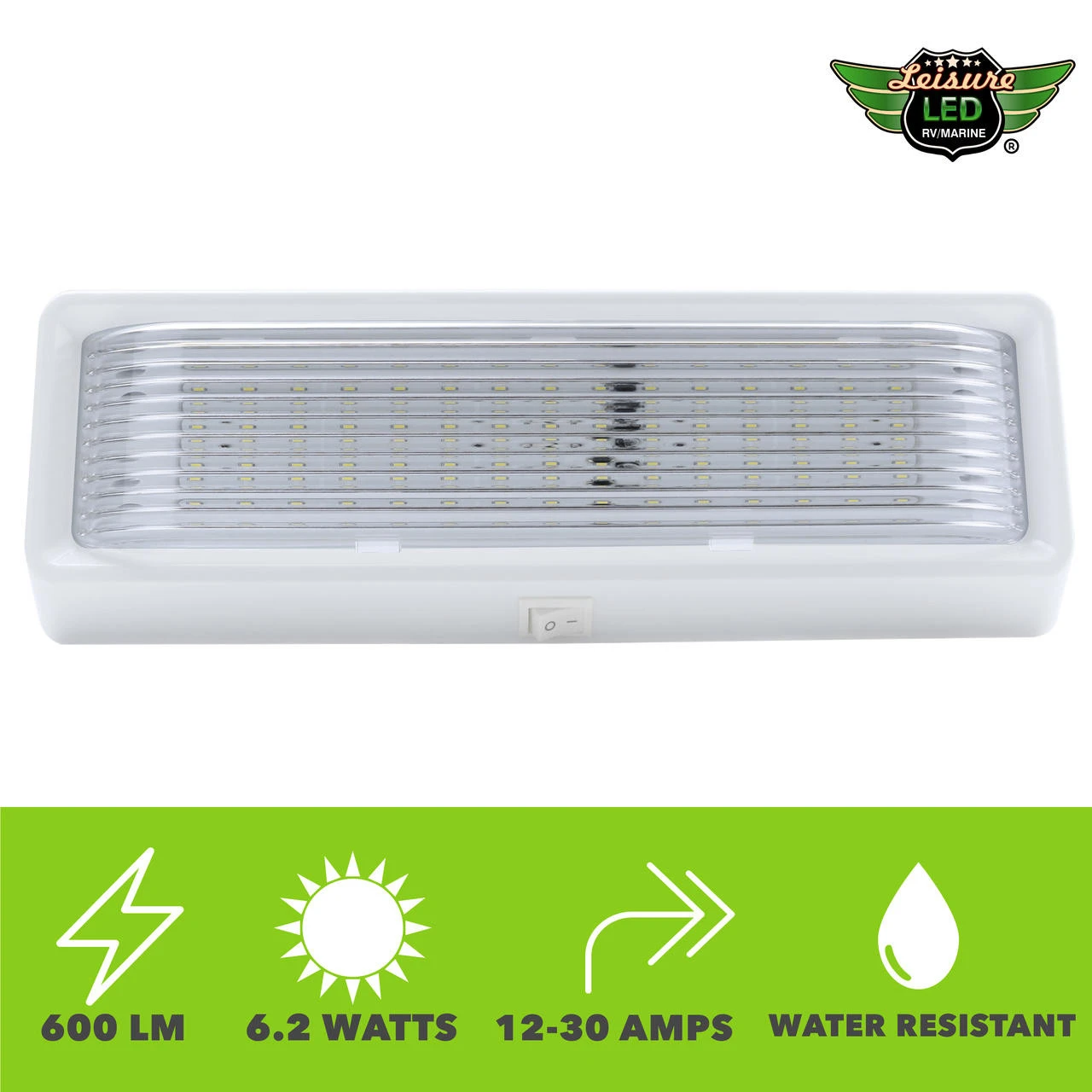 LED RV Exterior Porch Utility Light XL 12v 650 Lumen Lighting Fixture White Base 6 LED RV Exterior Porch Utility Light XL 12v 650 Lumen Lighting Fixture White Base - Image 6