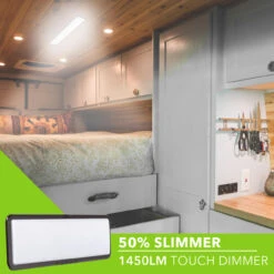 LED RV LED Ceiling Interior Light Fixture 1450 Lumen With Touch Dimmer Switch 12V 20 X 6" Natural White 4000-4500K With Bronze Trim -Adacel shop leisure led led rv led ceiling interior light fixture 1450 lumen with touch dimmer switch 12v 20 x 6 natural white 4000 4500k with bronze trim 68507.1642094144