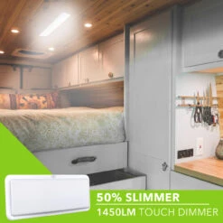 LED RV LED Ceiling Interior Light Fixture 1450 Lumen With Touch Dimmer Switch 12V 20 X 6" Natural White 4000-4500K With White Trim -Adacel shop leisure led led rv led ceiling interior light fixture 1450 lumen with touch dimmer switch 12v 20 x 6 natural white 4000 4500k with white trim 34821.1642096791