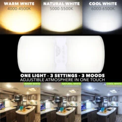 Leisure LED RV LED Ceiling Double Dome Interior Light Fixture Touch To Dim Switch Multi Warm, Natural, And Cool White 60-2835SMD -Adacel shop leisure led rv led ceiling double dome interior light fixture touch to dim switch multi warm natural and cool white 60 2835smd 34809.1642093786