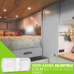 Leisure LED RV LED Ceiling Double Dome Interior Light Fixture Touch To Dim Switch Multi Warm, Natural, And Cool White 60-2835SMD -Adacel shop leisure led rv led ceiling double dome interior light fixture touch to dim switch multi warm natural and cool white 60 2835smd 35148.1642094745