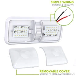 Leisure LED RV LED Ceiling Double Dome Interior Light Fixture With ON/Off Switch Frosted Lens Natural White 4000-4500K 48-2835SMD -Adacel shop leisure led rv led ceiling double dome interior light fixture with onoff switch frosted lens natural white 4000 4500k 48 2835smd 79173.1672364570